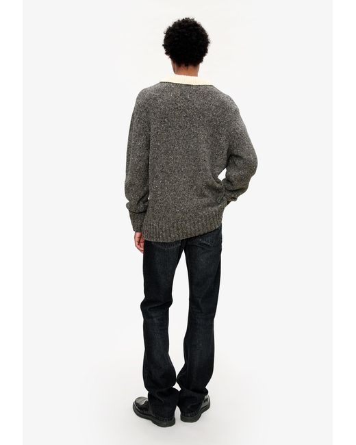 A.P.C. A. P.c. Men's Sweater With Contrasting Polo Shirt Collar Size: Extra Small In Charcoal Gray for men