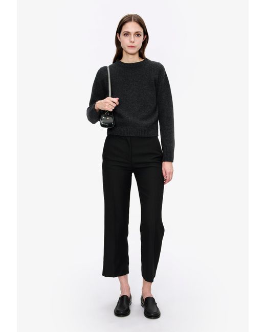 A.P.C. Black A. P.c. Women's Short Crew Neck Sweater Size: Extra Small In Anthracite