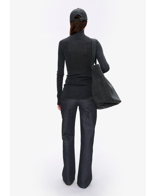 A.P.C. Black A. P.c. Women's Narrow-rib Polo Neck Sweater Size: Extra Small In Anthracite