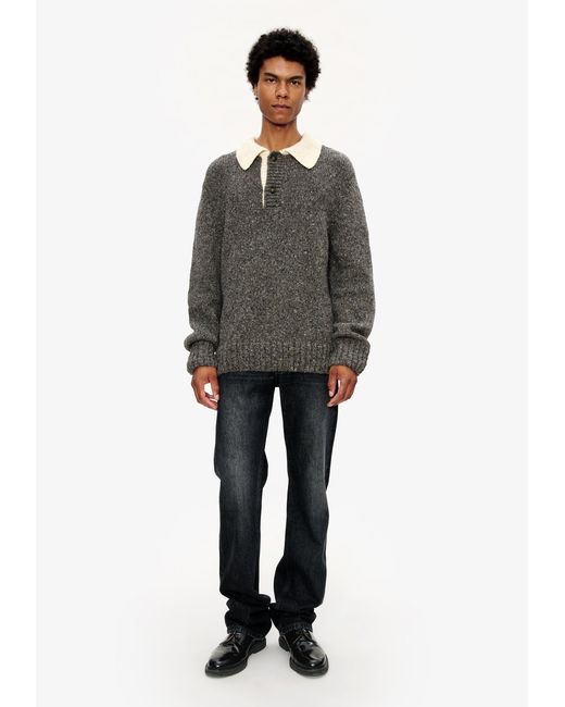 A.P.C. A. P.c. Men's Sweater With Contrasting Polo Shirt Collar Size: Extra Small In Charcoal Gray for men