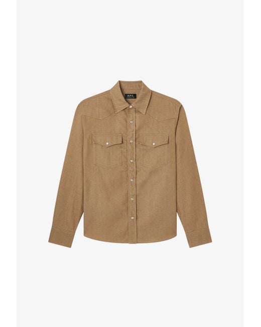 A.P.C. Natural A. P.c. Men's Western Shirt Size: Extra Small In Chestnut for men