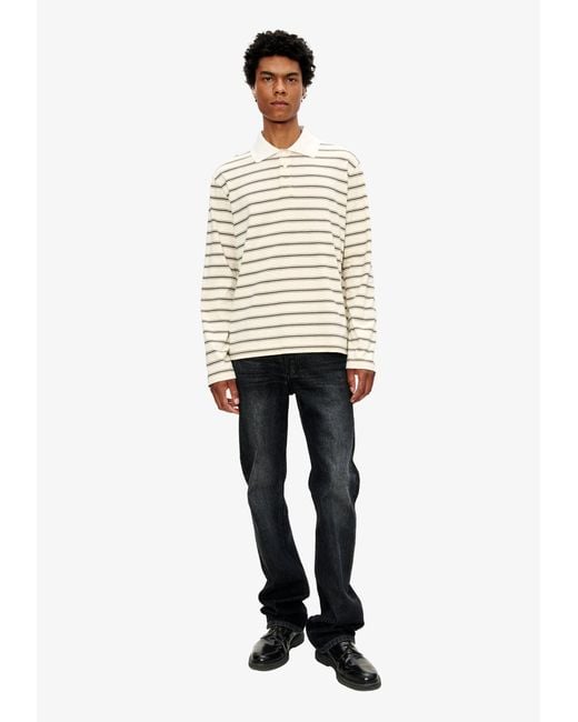 A.P.C. White A. P.c. Long-sleeve Striped Polo Shirt M Ecru for men