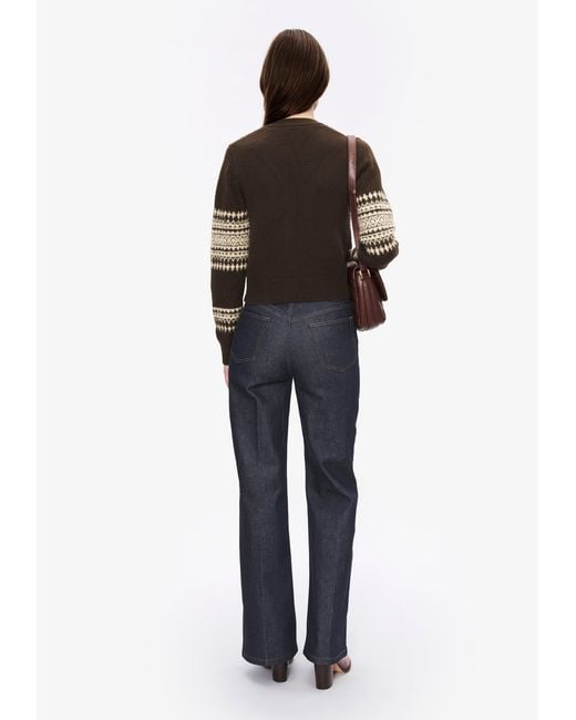 A.P.C. Blue A. P.c. Women's Jacquard-motif Cardigan Size: Extra Small In Dark Chestnut Brown