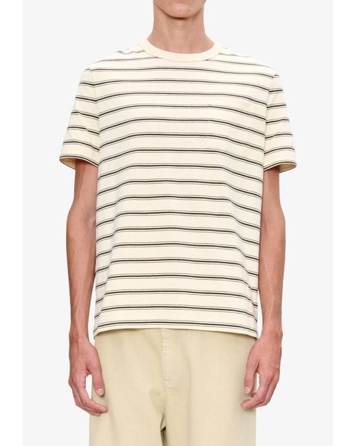 A.P.C. White A. P.c. Men's Striped T-shirt Size: Extra Small In Ecru for men