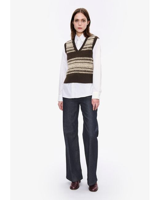 A.P.C. Blue A. P.c. Jacquard Sleeveless Sweater Xs Chestnut Brown
