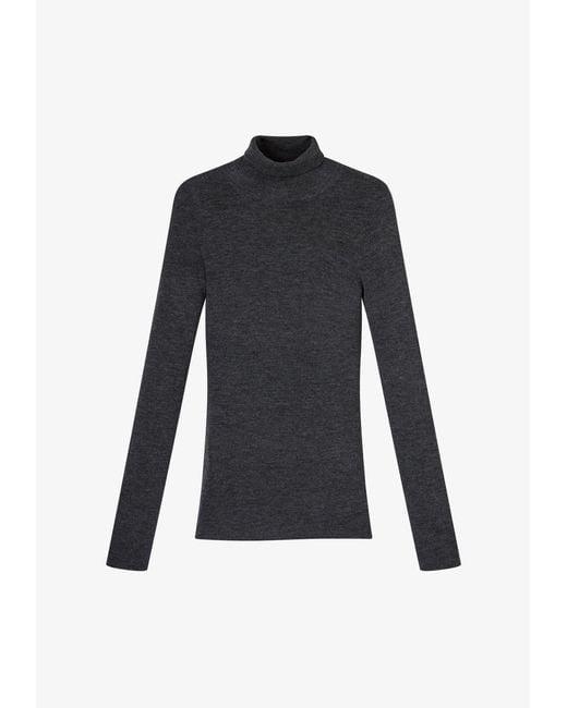 A.P.C. Black A. P.c. Women's Narrow-rib Polo Neck Sweater Size: Extra Small In Anthracite