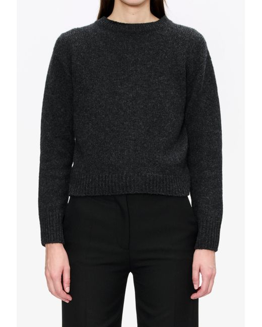 A.P.C. Black A. P.c. Women's Short Crew Neck Sweater Size: Extra Small In Anthracite
