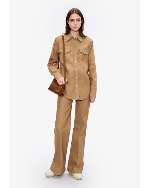 A.P.C. Natural A. P.c. Women's Western Shirt Size: 34 In Chestnut