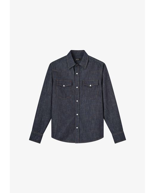 A.P.C. Blue A. P.c. Men's Western Shirt Size: Extra Small In Dark Indigo for men