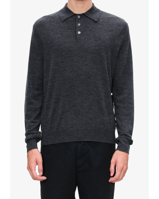 A.P.C. Blue A. P.c. Men's Wool Polo Shirt Size: Extra Small In Anthracite for men