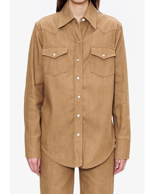A.P.C. Natural A. P.c. Women's Western Shirt Size: 34 In Chestnut