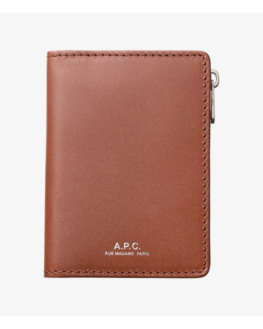 A.P.C. Brown Stefan Zip Cardholder One Size Hazelnut for men