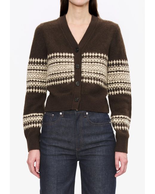 A.P.C. Blue A. P.c. Women's Jacquard-motif Cardigan Size: Extra Small In Dark Chestnut Brown