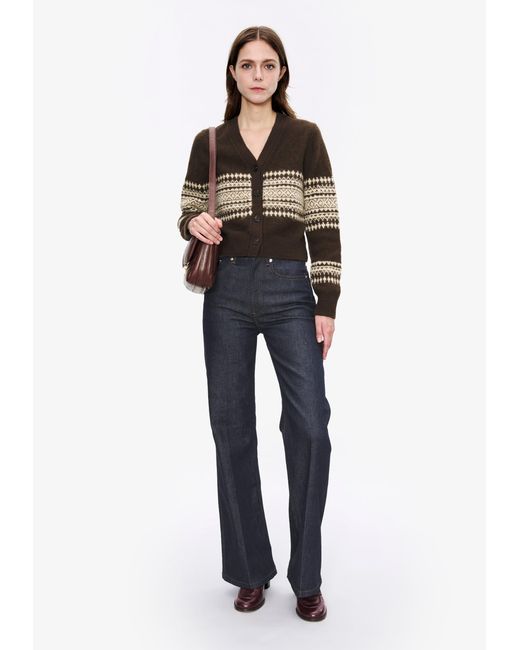 A.P.C. Blue A. P.c. Women's Jacquard-motif Cardigan Size: Extra Small In Dark Chestnut Brown