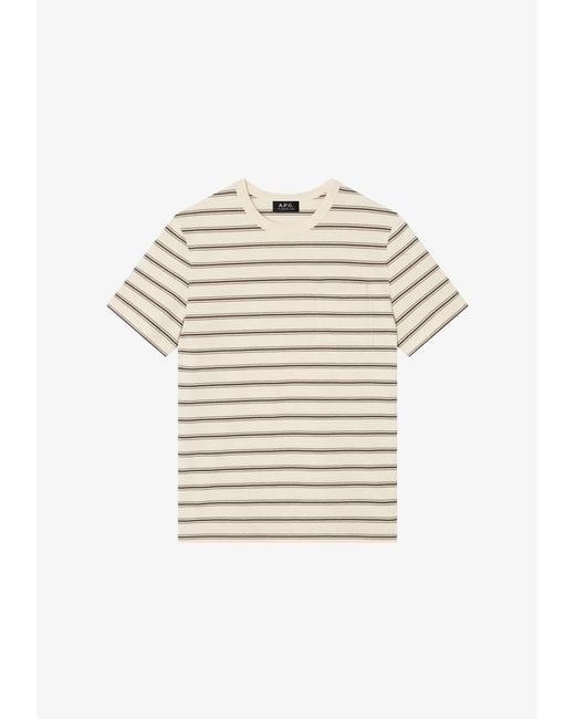 A.P.C. White A. P.c. Men's Striped T-shirt Size: Extra Small In Ecru for men