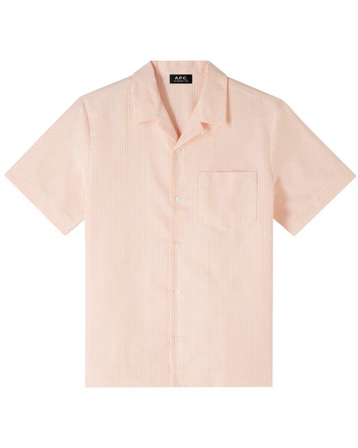 A.P.C. White Lloyd Logo Poche Short-sleeve Shirt for men