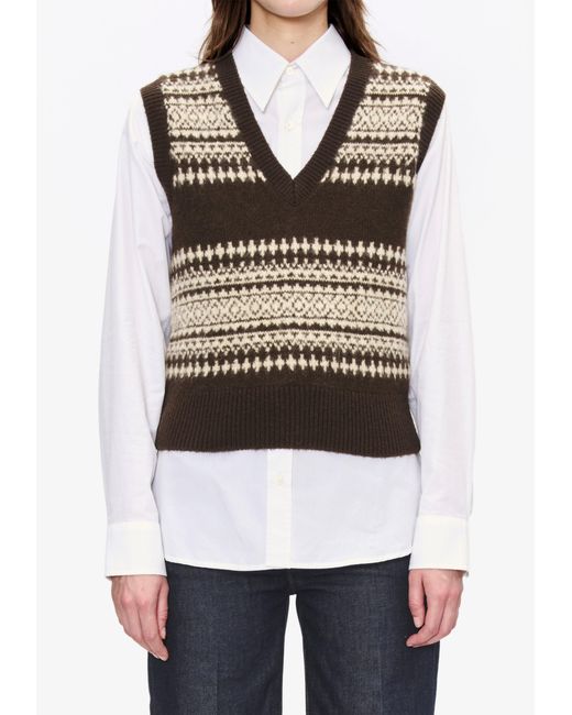 A.P.C. Blue A. P.c. Women's Jacquard Sleeveless Sweater Size: Extra Small In Dark Chestnut Brown