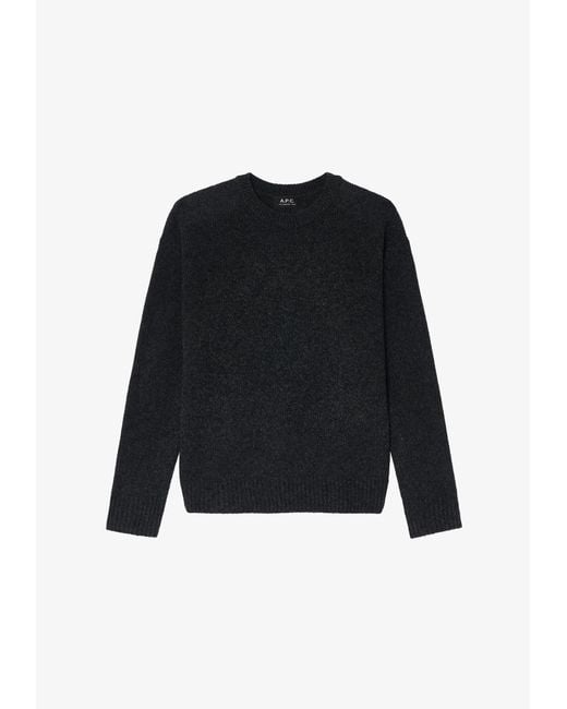 A.P.C. Black A. P.c. Men's Crew Neck Sweater Size: Extra Small In Anthracite for men