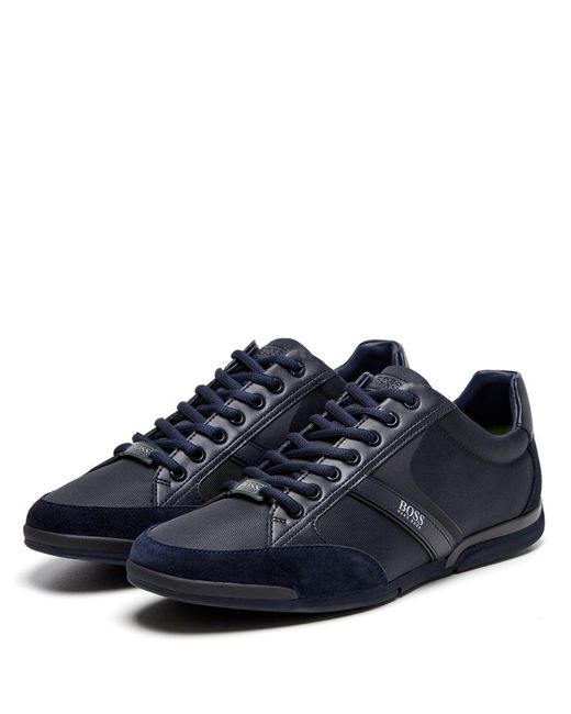 BOSS by HUGO BOSS Lace Boss Saturn Trainers in Navy (Blue) for Men - Lyst