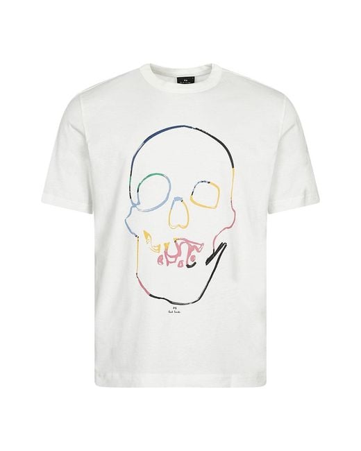 Paul Smith Linear Skull T-shirt in White for Men | Lyst