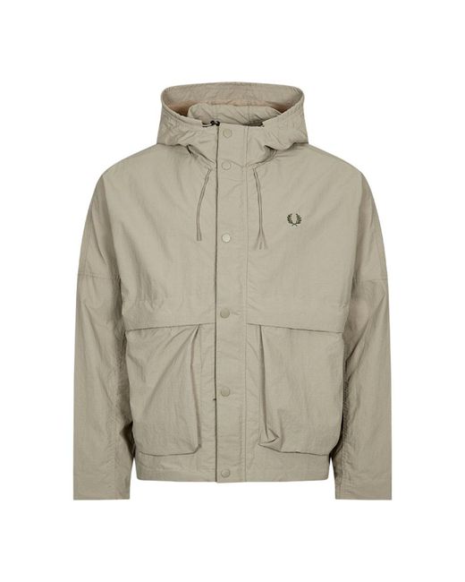 Fred Perry Cropped Parka in Gray for Men | Lyst