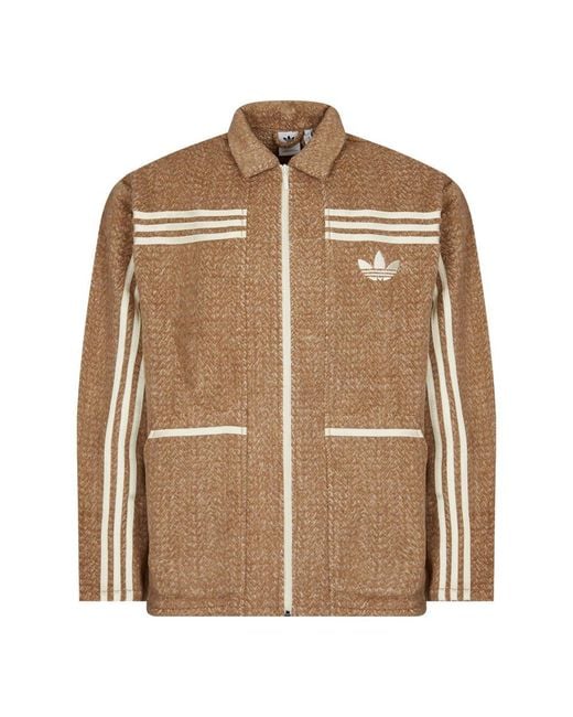 adidas Cotton Collared Zt Jacket in Beige (Brown) for Men Lyst