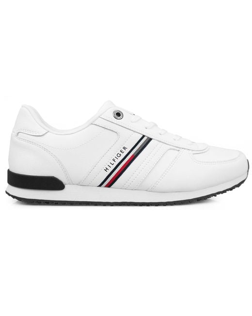 Tommy Hilfiger Iconic Leather Runner Stripes Trainers White for Men | Lyst