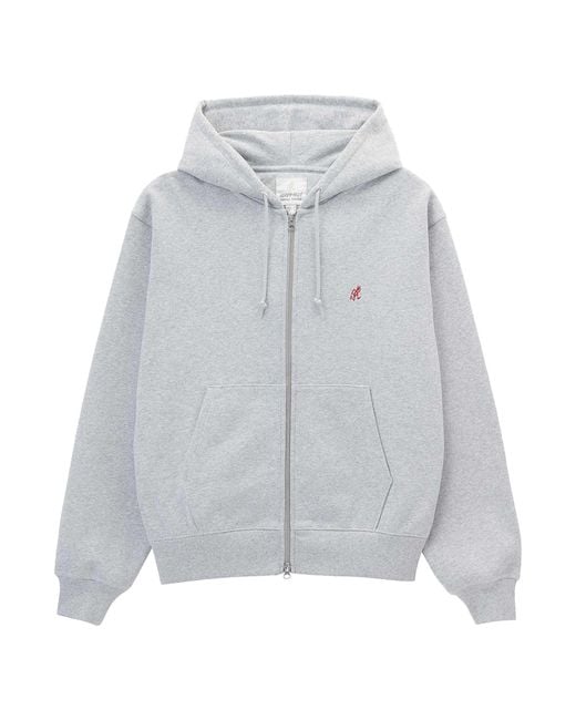 Gramicci Gray One Point Zip Hooded Sweatshirt for men