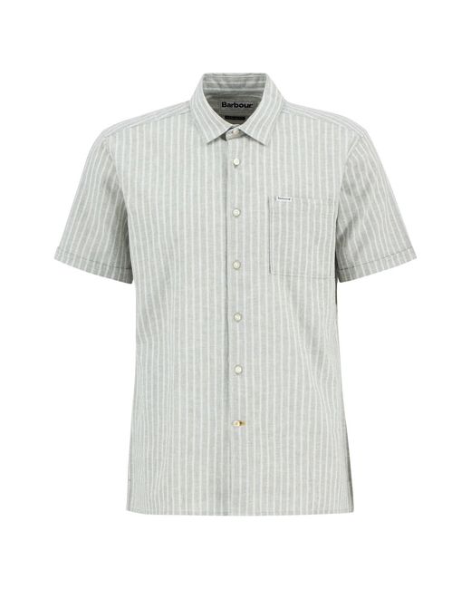 Barbour Gray Nelson Striped Short Sleeve Shirt for men