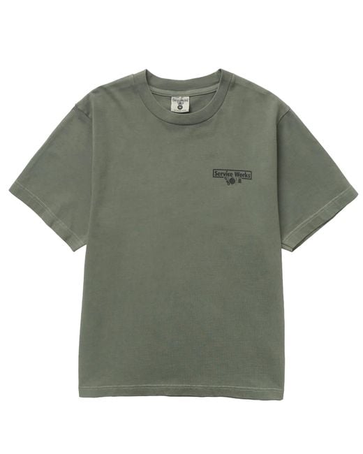 Service Works Green Pigment Dyed Trademark T-Shirt for men
