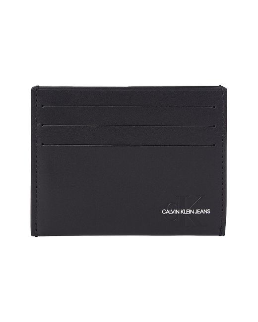 Calvin Klein Logo Leather Cardholder Wallet Black for Men - Save 23% - Lyst