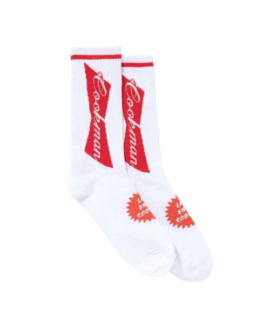 Cookman Red Rib Crew Socks for men