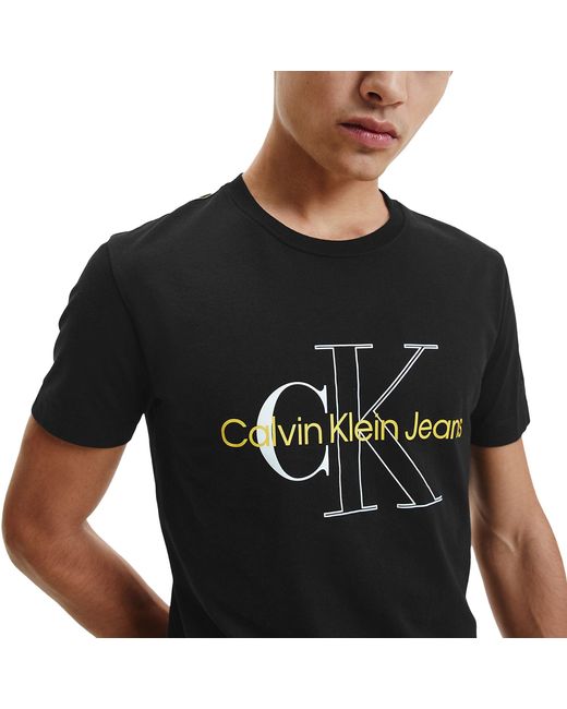 Calvin Klein Jeans Big & Tall monogram chest logo oversized T-shirt in  black