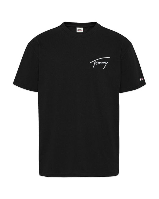 Tommy Hilfiger Tommy Signature Embroidery T-shirt in Black for Men | Lyst