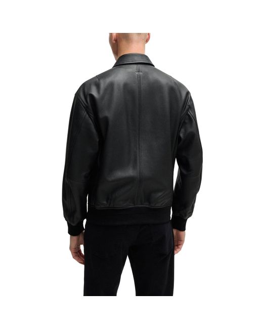Arena Menswear Black Boss Joloco Leather Jacket for men