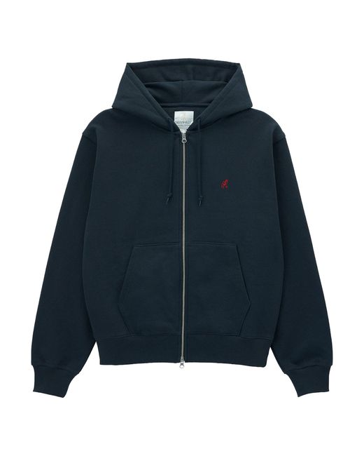 Gramicci Blue One Point Zip Hooded Sweatshirt for men