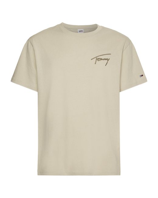 Tommy Hilfiger Denim Tommy Signature Embroidery T-shirt in Natural for Men  - Save 31% | Lyst