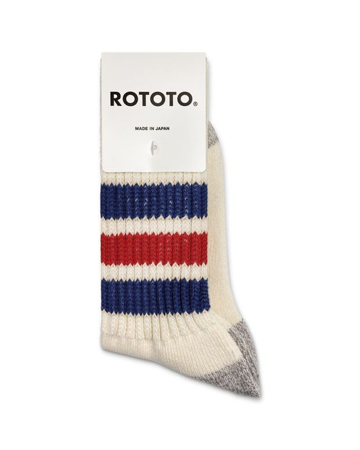 Men's Blue Coarse Ribbed Old School Crew Socks