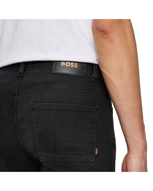 BOSS by HUGO BOSS Delaware Slim Fit Jeans - Jet Black Stretch for Men |  Lyst UK