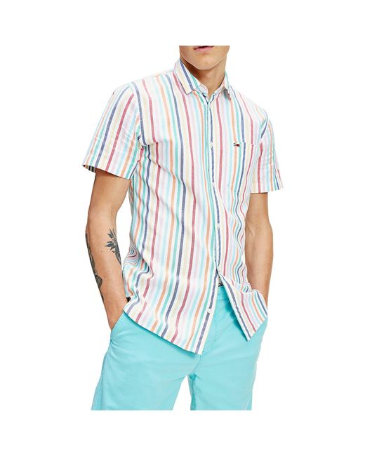 Tommy Hilfiger Denim Tommy Jeans Short Sleeve Stripe Shirt in Blue for Men  - Save 20% - Lyst