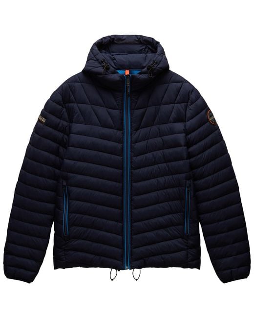 Napapijri Blue A-Lapaz Hooded Puffer Jacket for men