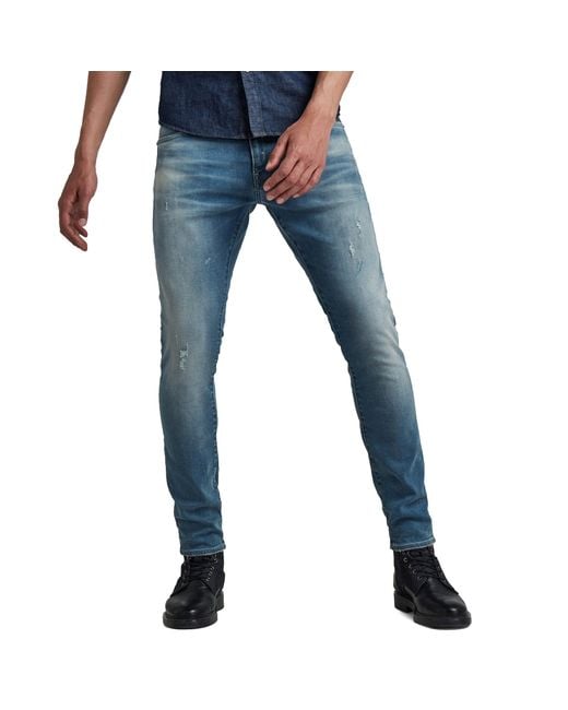 G-Star RAW Denim Revend Skinny Jeans - Elto Antic Faded Monaco Destroyed in  Blue for Men - Save 7% - Lyst