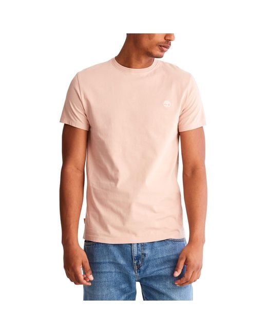 Timberland Dunstan River Jersey Crew T-shirt in Pink for Men | Lyst