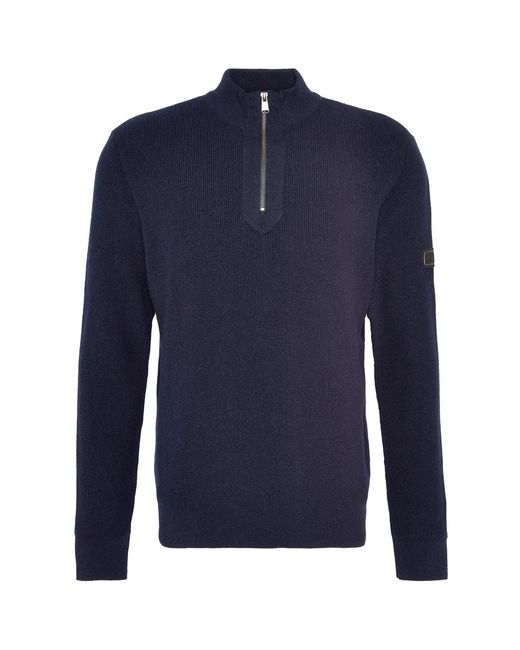 Barbour Blue Crawley Half-Zip Knit for men