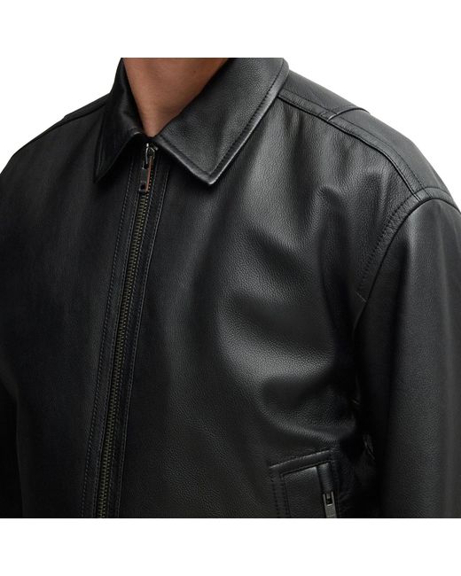 Arena Menswear Black Boss Joloco Leather Jacket for men