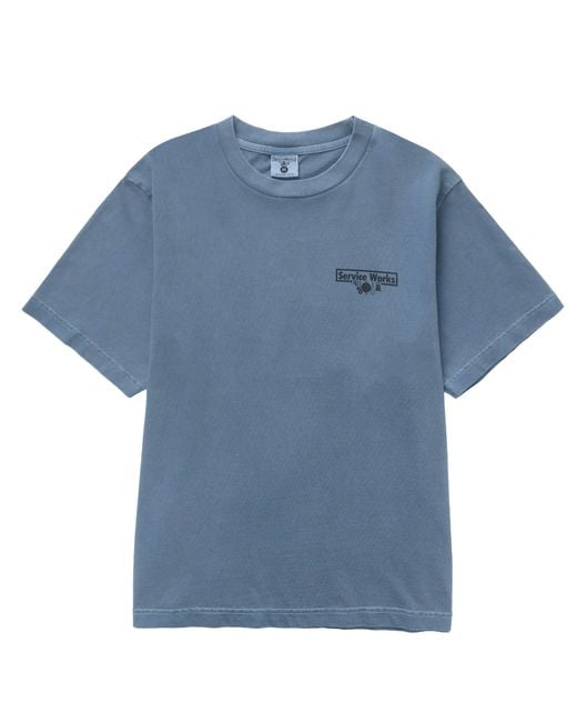 Service Works Blue Pigment Dyed Trademark T-Shirt for men