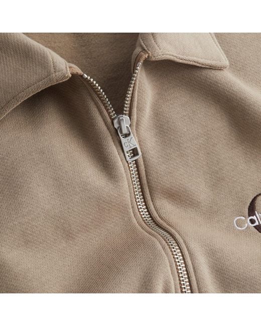 Calvin Klein White Monogram Logo Quarter Zip for men