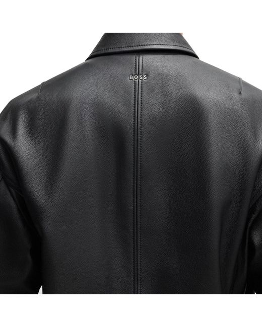 Arena Menswear Black Boss Joloco Leather Jacket for men