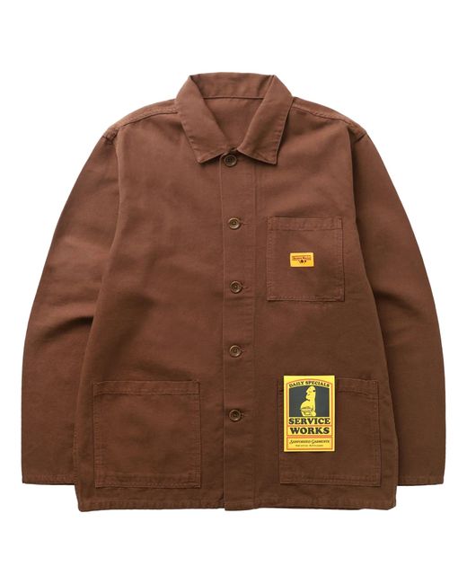 Service Works Brown Canvas Coverall Jacket for men