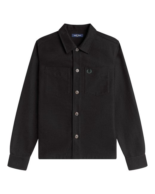 Fred Perry Black Brushed Twill Overshirt for men